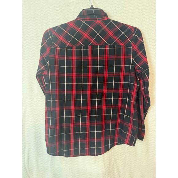 Red and Black plaid button-down shirt with silver, Size L Westport 1962 - Picture 2 of 5